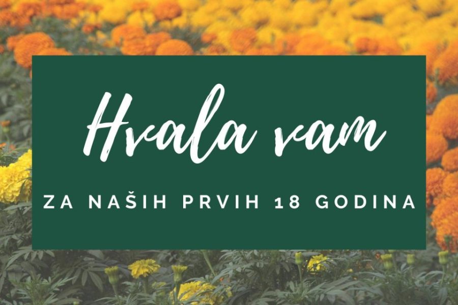 Slavimo 18 godina postojanja – 18% popusta na sve proizvode prirodne kozmetike!